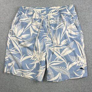 Tommy Bahama Relax Shorts Mens Large Blue & White Palm Swim Trunks Cruise Pool!